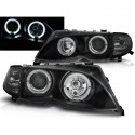 PHARES NOIRS FEUX ANNEAUX LED ANGEL EYES BMW SERIE 3 E46 2001-2005 (03323)