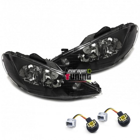 PHARES TUNING NOIRS PEUGEOT 206 PRISE H4 (14513)