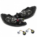 PHARES TUNING NOIRS PEUGEOT 206 PRISE H4 (14513)