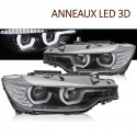 PHARES NOIRS FEUX DE JOUR ANNEAUX LED 3D BMW SERIE 3 F30 F31 2011-2015 (06295)