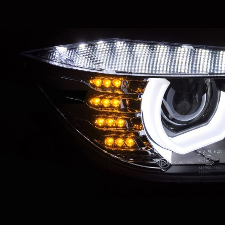PHARES NOIRS FEUX DE JOUR ANNEAUX LED 3D BMW SERIE 3 F30 F31 2011-2015 (06295)