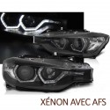 PHARES NOIRS FEUX DE JOUR ANNEAUX LED BMW SERIE 3 F30 F31 XENON AVEC ASF 2011-2015 (06299)