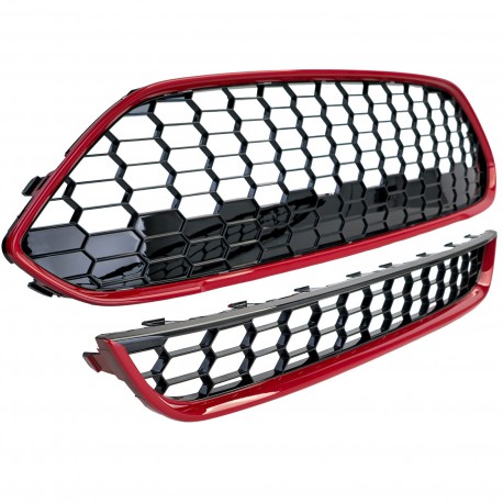 CALANDRE SPORT BORDURE ROUGE LOOK ST FORD FIESTA 2013-2017 (06314)