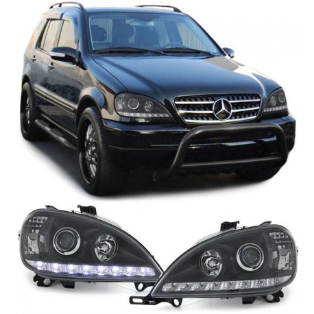 PHARES NOIRS FEUX BANDES LED DEVIL EYES MERCEDES ML W163 1998-2001 (03248)