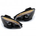 PHARES LED NOIRS FEUX CLIGNOTANTS SEQUENTIELS MECREDES CLASSE C W204 PH1 07-10 (05666)