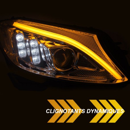 FEUX PHARES AVANTS NOIRS DE JOUR LED MERCEDES CLASSE C W205 2014-2018 (06062)