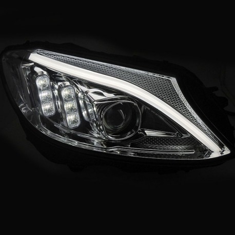 FEUX PHARES AVANTS NOIRS DE JOUR LED MERCEDES CLASSE C W205 2014-2018 (06062)