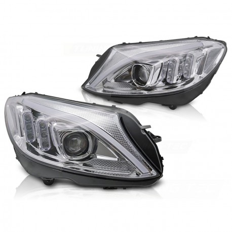 FEUX PHARES AVANTS NOIRS DE JOUR LED MERCEDES CLASSE C W205 2014-2018 (06062)