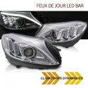 FEUX PHARES AVANTS NOIRS DE JOUR LED MERCEDES CLASSE C W205 2014-2018 (06062)