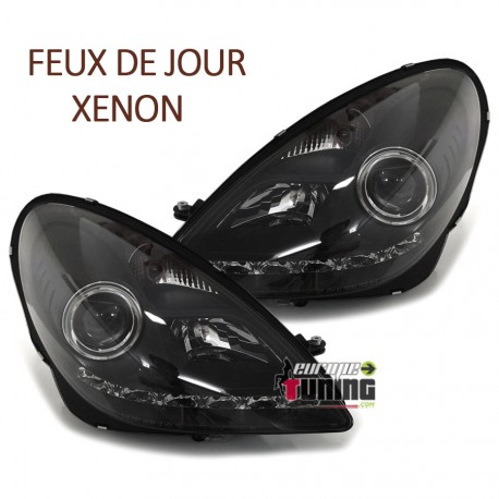 PHARES XENON NOIRS AVEC FEUX DE JOUR LED MERCEDES SLK R171 (06345)