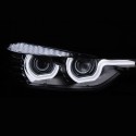 PHARES NOIRS FEUX DE JOUR ANNEAUX LED 3D BMW SERIE 3 F30 F31 2011-2015 (06295)
