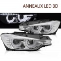 PHARES NOIRS FEUX DE JOUR ANNEAUX LED 3D BMW SERIE 3 F30 F31 2011-2015 (06295)