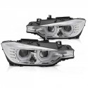 PHARES NOIRS FEUX DE JOUR ANNEAUX LED 3D BMW SERIE 3 F30 F31 2011-2015 (06295)