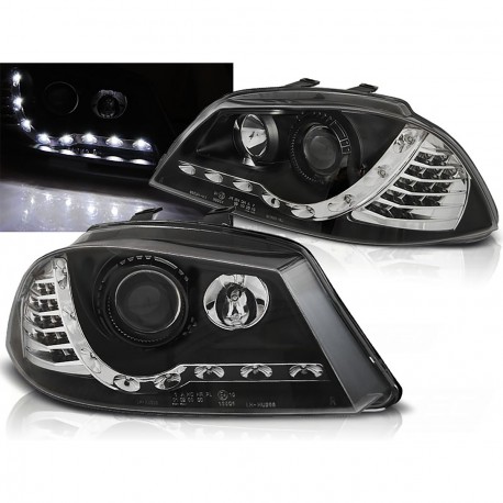 PHARES NOIRS DEVIL EYES FEUX CLIGNOTANTS LED SEAT IBIZA III 6L 2002-2008 (06350)