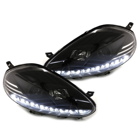 PHARES NOIRS FEUX DE JOUR LED FIAT PUNTO EVO 2009-2012 (03190)