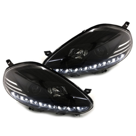 PHARES NOIRS FEUX DE JOUR LED FIAT PUNTO EVO 2009-2012 (03190)