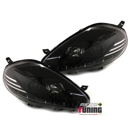 PHARES NOIRS FEUX DE JOUR LED FIAT PUNTO EVO 2009-2012 (03190)