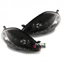 PHARES AVANTS NOIRS FEUX DE JOUR LED FIAT GRANDE PUNTO 2008-2009 (06353)