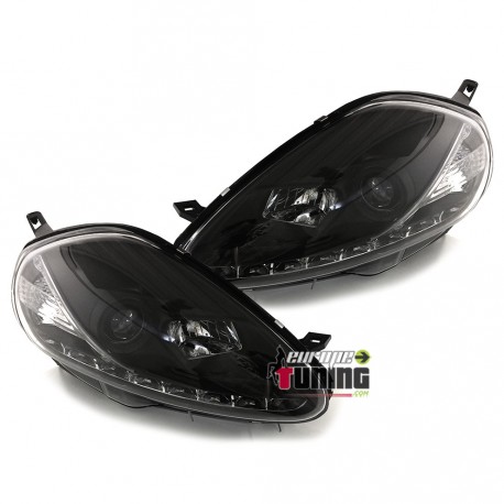 PHARES AVANTS NOIRS FEUX DE JOUR LED FIAT GRANDE PUNTO 2008-2009 (06353)