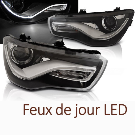 PHARES NOIRS FEUX DE JOUR LED BAR AUDI A1 8X 2010-2014 (06356)