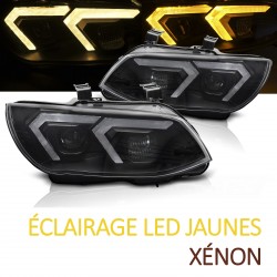 PHARES NOIRS FEUX DE JOUR 3D LED JAUNES BMW SERIE 3 E92 E93 XENON SANS ASF 2010-2013 (06373)
