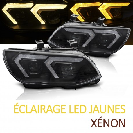 PHARES NOIRS FEUX DE JOUR 3D LED JAUNES BMW SERIE 3 E92 E93 XENON SANS ASF 2010-2013 (06373)