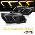 PHARES NOIRS FEUX DE JOUR 3D LED JAUNES BMW SERIE 3 E92 E93 XENON SANS ASF 2010-2013 (06373)