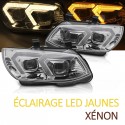 PHARES NOIRS FEUX DE JOUR 3D LED JAUNES BMW SERIE 3 E92 E93 XENON SANS ASF 2010-2013 (06373)