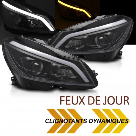 PHARES NOIRS FEUX DE JOUR CLIGNOTANTS LED DYNAMIQUES MERCEDES W204 2011-2014 (06375)