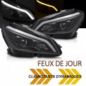 PHARES NOIRS FEUX DE JOUR CLIGNOTANTS LED DYNAMIQUES MERCEDES W204 2011-2014 (06375)