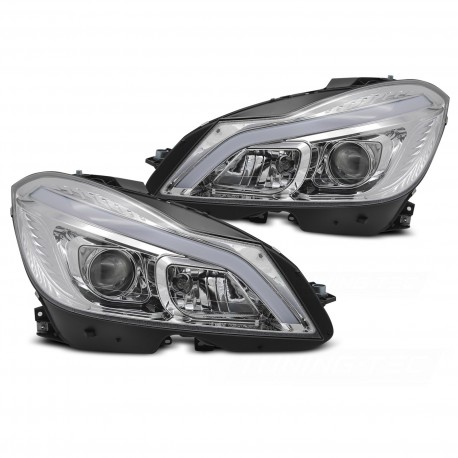 PHARES CHROMES FEUX DE JOUR CLIGNOTANTS LED DYNAMIQUES MERCEDES W204 2011-2014 (06376)
