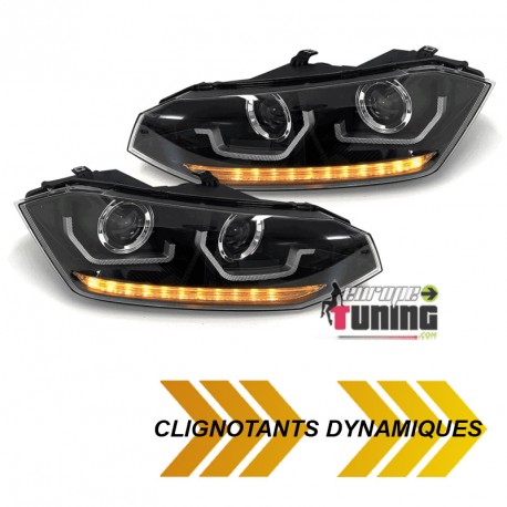 PHARES NOIRS FEUX CLIGNOTANTS SEQUENTIELS VW POLO 6 AW 2G 2017-2021 (05747)