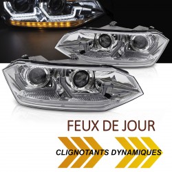 PHARES NOIRS FEUX CLIGNOTANTS SEQUENTIELS VW POLO 6 AW 2G 2017-2021 (05747)