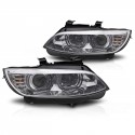 PHARES CHROMES FEUX DE JOUR LED JAUNES BMW SERIE 3 E92 E93 XENON SANS ASF 2006-2010 (06363)