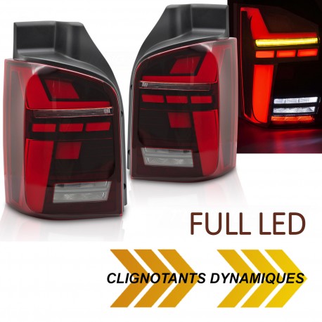 FEUX ROUGES FULL LED DYNAMIQUES VW T5 BUS TRANSPORTEUR HAYON 2003-2015 (06384)