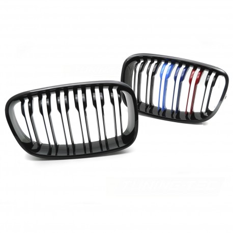 CALANDRES DOUBLE LAMES TRICOLOR MOTORSPORT BMW SERIE 1 F20 F21 2011-2015 (06403)