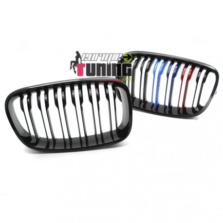 CALANDRES DOUBLE LAMES TRICOLOR MOTORSPORT BMW SERIE 1 F20 F21 2011-2015 (06403)