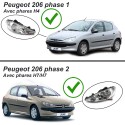 PHARES TUNING NOIRS PEUGEOT 206 PRISE H4 (14513)