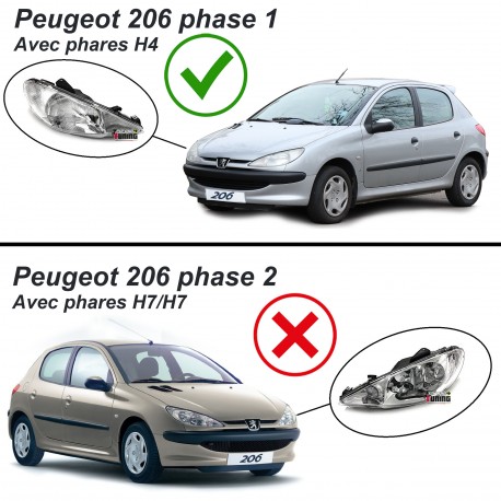PHARES ANGEL EYES CHROM PEUGEOT 206 ap 2002 (12325)