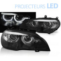 PHARES NOIRS CONVERSION FULL LED AVEC FEUX DE JOUR BMW X5 E70 XENON 2007-2013 (06419)