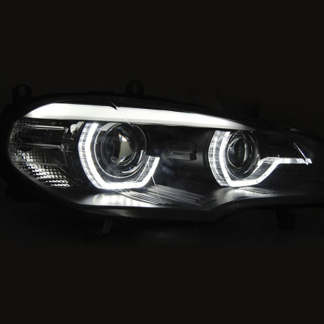PHARES NOIRS CONVERSION FULL LED AVEC FEUX DE JOUR BMW X5 E70 XENON 2007-2013 (06419)