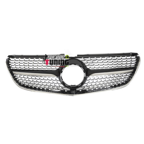 CALANDRE GRILLE DIAMANT NOIRE ET CHROME LIGNE GT-R MERCEDES CLASSE V 2014-2019 (06429)