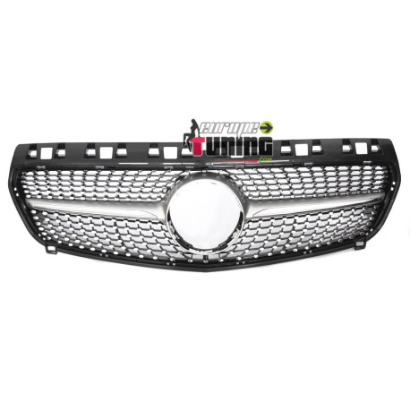CALANDRE GRILLE DIAMANT NOIRE ET CHROME LIGNE GT-R MERCEDES CLASSE A W176 2012-2015 (06432)