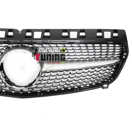 CALANDRE GRILLE DIAMANT NOIRE ET CHROME LIGNE GT-R MERCEDES CLASSE A W176 2012-2015 (06432)