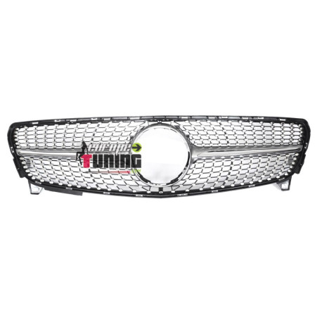 CALANDRE GRILLE DIAMANT SILVER CHROME LIGNE GT-R MERCEDES CLASSE A W176 2015-2018 (06434)