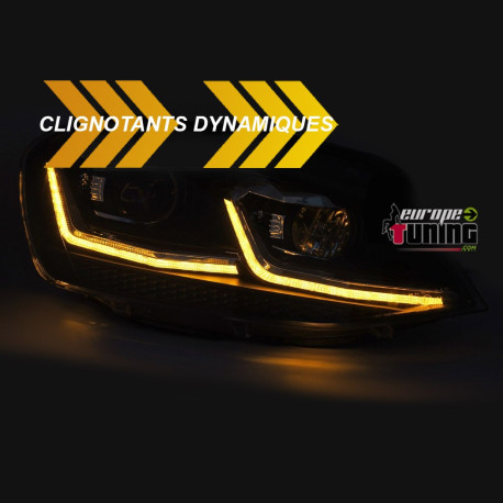 PHARES BANDES SILVER CLIGNOTANTS DYNAMIQUES FEUX DE JOUR LED VW GOLF 7 2013-2017 (06436)
