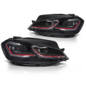 PHARES BANDES ROUGES CLIGNOTANTS DYNAMIQUES FEUX DE JOUR LED VW GOLF 7 2017-2019 (06438)