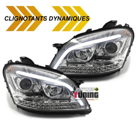 PHARES CHROMES FEUX CLIGNOTANTS LED DYNAMIQUES MERCEDES ML W164 2008-2011 PH2 (06493)