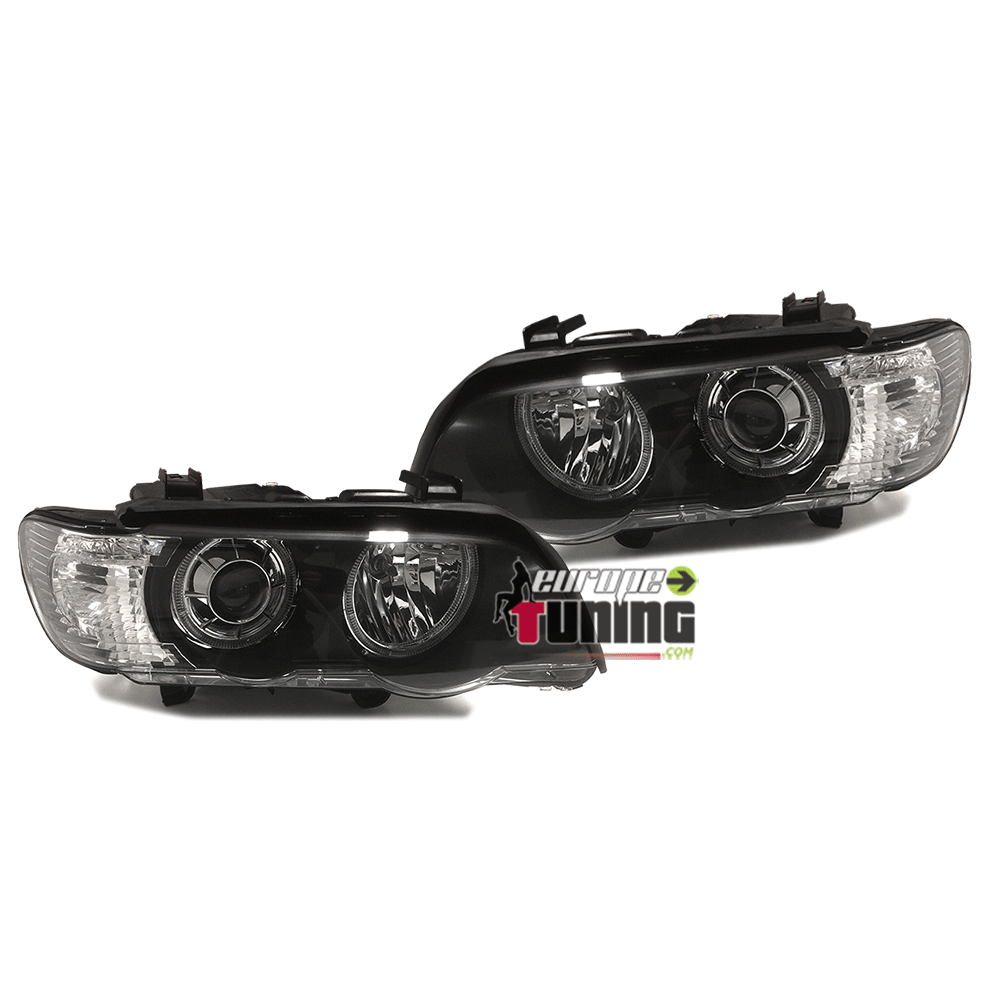 PHARES XENON ANGEL EYES NOIR POUR BMW X5 99-03 (13668)