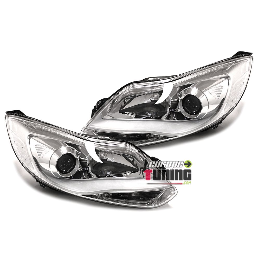 PHARES AVANTS CHROMES FEUX LED LIGHT BAR FORD FOCUS 3 2011-2014 (03165)